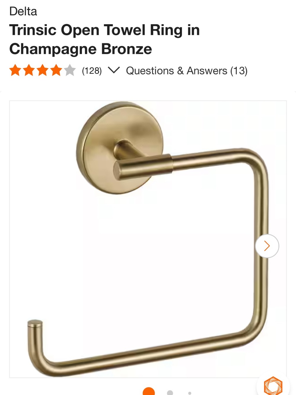 Delta Trinsic Open Towel Ring in Champagne Bronze Finish
